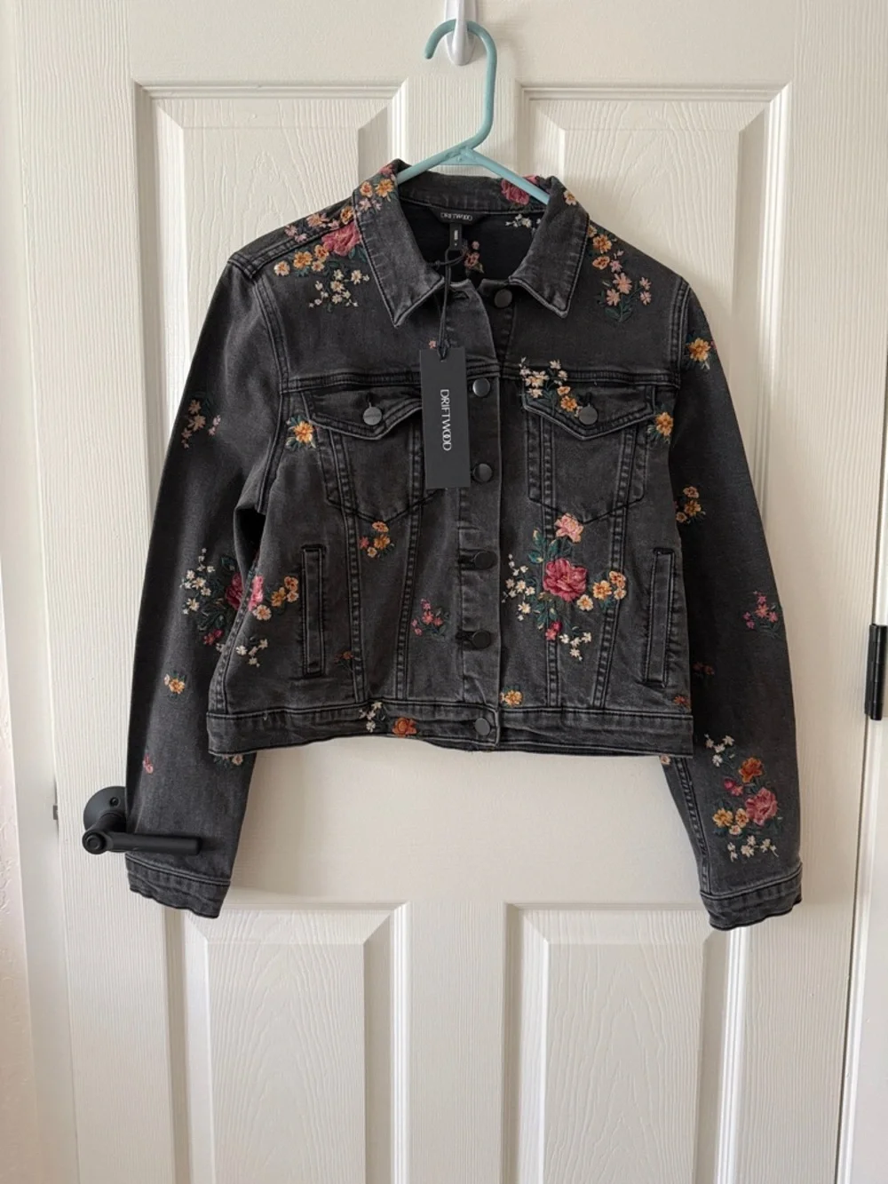 Free People Driftwood floral embroidered denim jacket - Picture 4 of 10